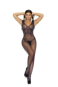 Elegant Moments Fishnet Bodystocking With Butterfly Design And Open Crotch