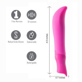 Maddie USB Rechargeable Silicone 10-Function G-Spot Bullet Vibrator Neon Pink