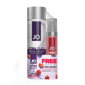 Jo Xtra Silky Silicone 4 oz. + Oral Delight Strawberry 1 oz.