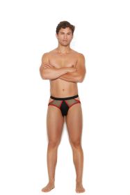 Elegant Moments Men's Fishnet And Lycra Jock Strap With Red Trim