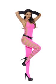 Elegant Moments Deep V Opaque Bodystocking With Cut Out Side Detail And Open Crotch