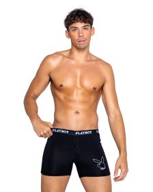 Playboy Mens Tuxedo Modal Classic Boxer Briefs (Color: Black/White, size: XL)