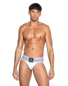 Playboy Mens Locker Room Classic Jock (Color: White, size: XL)