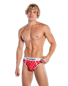 Playboy Mens Argyle Briefs (Color: Red, size: 2-x)