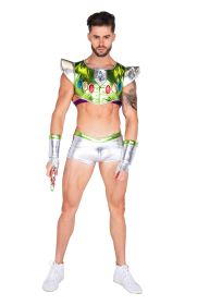 5017-3pc-infinity-space-voyager-men-s-costume (Color: Silver/Green/Purple, size: XL)