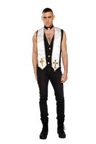 Timeless Elegance Vest Set (Color: Black/White/Gold, size: S)