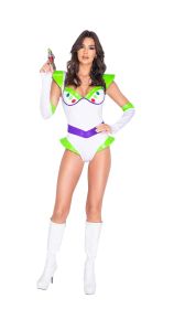 5018-2pc-sexy-galaxy-voyager (Color: White/Green/Purple, size: M)