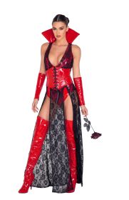 Wicked Vampire Costume Set (Color: Black/Red, size: S)