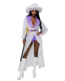 6199-4pc-high-roller-lady-pimp (Color: White/Lavender, size: S)