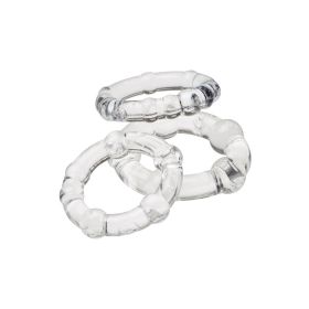 Cloud 9 Novelties Super Stretch Beaded Stay Hard Ring Combo Pack - Black (Color: Clear)