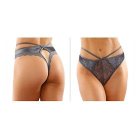 Kalina Velvet Cut-Out Thong With Keyhole (size: L/XL)