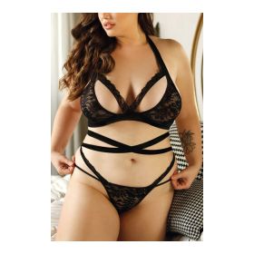 Wrap Me Up Lace Bralette & Panty (Color: Queen)