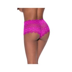 Split Crotch Lace Boy Short (Color: Raspberry, size: S/M)