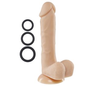 Cloud 9 Pro Sensual Premium Silicone Dong W/ 3 C Rings (Color: Flesh, size: 8 Inch)