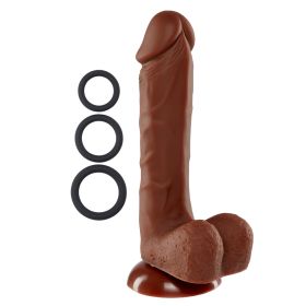 Cloud 9 Pro Sensual Premium Silicone Dong W/ 3 C Rings (Color: brown, size: 8 Inch)