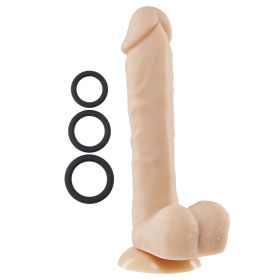 Cloud 9 Pro Sensual Premium Silicone Dong W/ 3 C Rings (Color: Flesh, size: 9 Inch)