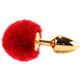 Flora Medium Gold Plug With  Pom Pom (Color: Red)