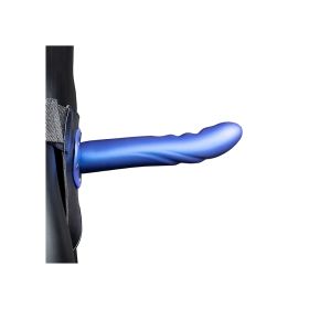 Ouch! Textured Curved Hollow Strap-On 8" (Color: Metallic Blue)