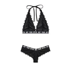 Not Your Bitch Bralette & Cheeky Panty Set (size: Queen)