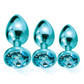 Nixie Metal Butt Plug Trainer Set (Color: Blue Metallic)