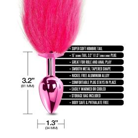 Nixie Metal Butt Plug With Faux Fur Ombre Tail (Color: Pink Metallic)