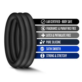 Performance Pure Premium Silicone Cock Rings (Color: Black Large)