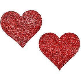 Heart Shaped Glitter Pasties (size: Red)