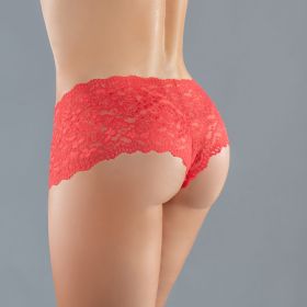 Wild Lace Crotchless Booty Short (Color: Red, size: ONE SIZE)