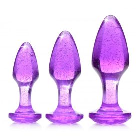 Booty Sparks Glitter Gem Anal Plug Set (Color: Purple, size: Glitter)