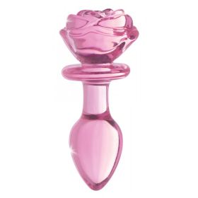 Booty Sparks Pink Rose Glass  Anal Plug (size: medium)