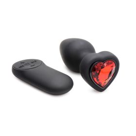 Booty Sparks 28X Silicone Vibrating Anal Plug W/ Remote Small (Color: Red Heart)