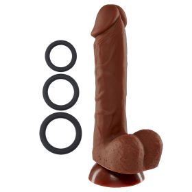 Cloud 9 Pro Sensual Premium Silicone Dong W/ 3 C Rings (Color: brown, size: 7")