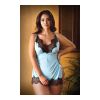 Soft Microfiber and Lace Trim Chemise with G-string Panty