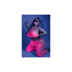 Own The Night Bodystocking Neon Pink (size: Queen)