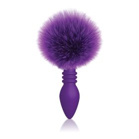 The 9's Cottontails Silicone Bunny Tail Butt Plug Ribbed (Color: Purple)