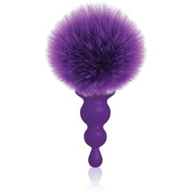 The 9's Cottontails Silicone Bunny Tail Butt Plug Beaded (Color: Purple)