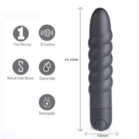 Lola Silicone 10-Function Vibrating Twisty Bullet (Color: Black)