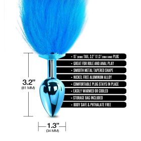 Nixie Metal Butt Plug With Faux Fur Ombre Tail (Color: Blue Metallic)