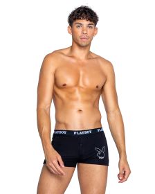 Playboy Men's Tuxedo Modal Boxer Briefs (Color: Black/White, size: small)