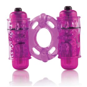 O Wow Double Whammy Dual Vibrating Ring (Color: Purple)