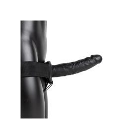 Realrock Hollow Strap-On Without Balls (Color: Black, size: 8")