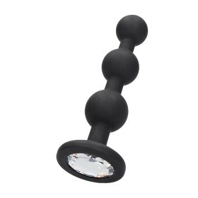 Silicone Beaded Diamond Butt Plug (Color: Black)