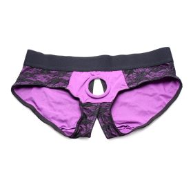 Strap U Lace Envy 2Xl Crotchless Panty Harness (Color: Purple)