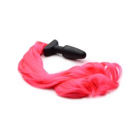 Tailz Silicone Anal Plug & 3 Interchangeable Tails (Color: Hot Pink Pony)