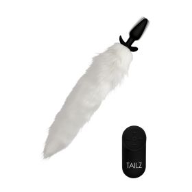 Tailz Vibrating Anal Plug & 3 Tails W/ Remtote Control (Color: White Fox Tail)